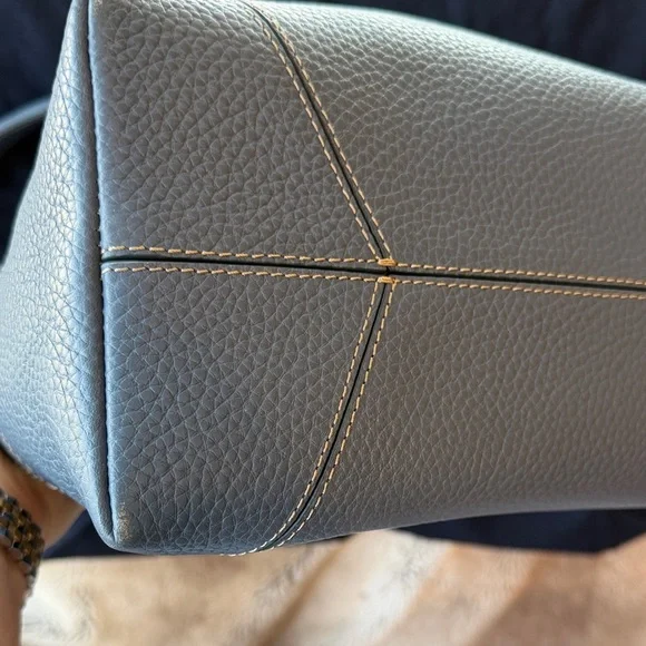 Aspinal of London Heritage Blue Pebble Leather Hobo Tote Bag - Picture 10 of 16